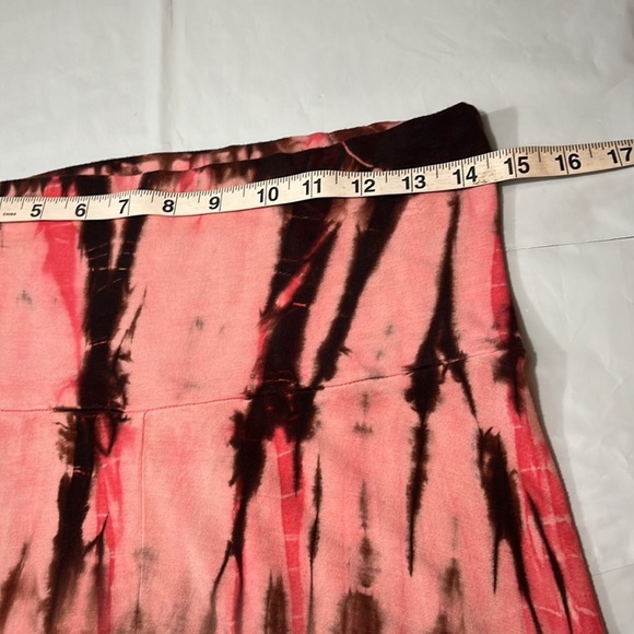 Lucky Brand PINK BROWN TIE Dye Skirt LONG SZ S/M Rayon stretchy festival BEACH M - Picture 9 of 10